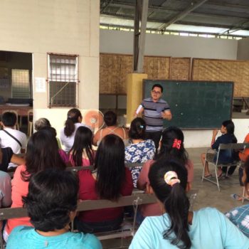 Seminarian shares Bible info to St Mary Scholars at St. Mary of the Perpetual Rosary Parish in Buhangin