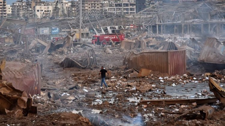 Scene from the explosion near the port of Beirut Lebanon