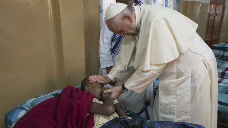 Pope Francis blesses a sick person in Dhaka Bangladesh