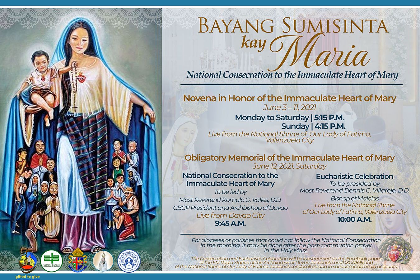 June 12 Nat’l Consecration to the Immaculate Heart of Mary