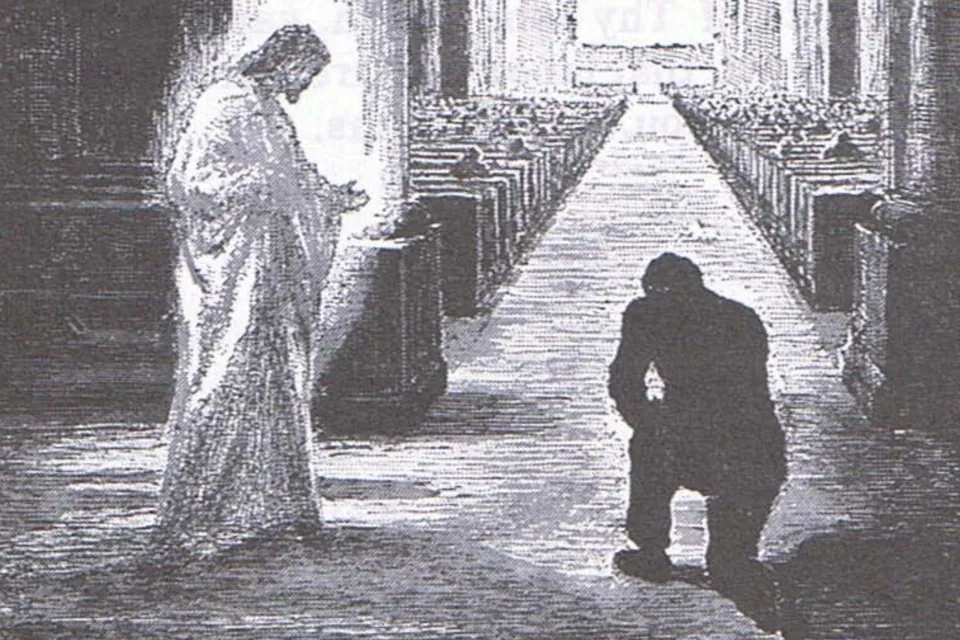 genuflect reverence illustration