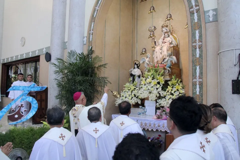 Archbishop Jose Palma celebrates Mass for Cebu Carmel’s Diamond Jubilee at the Carmelite Monastery in Mabolo, Cebu City on May 13, 2024.